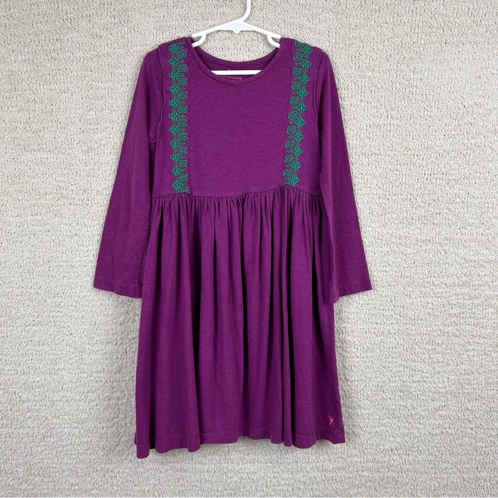 Pink Chicken Dress Girls 7Y Purple‎ Embroidered Long Sleeve Twirl